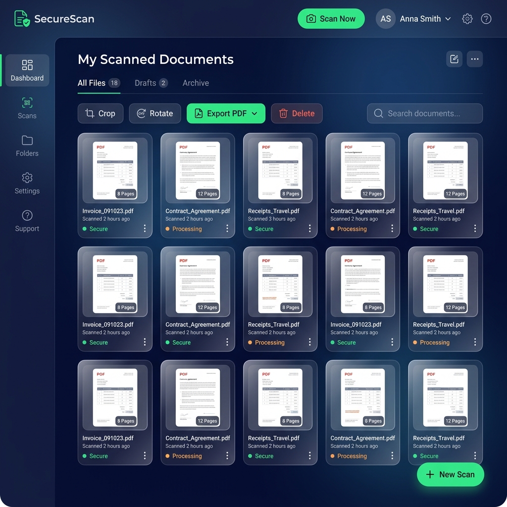 Secure Online Document Scanner Interface Showcase